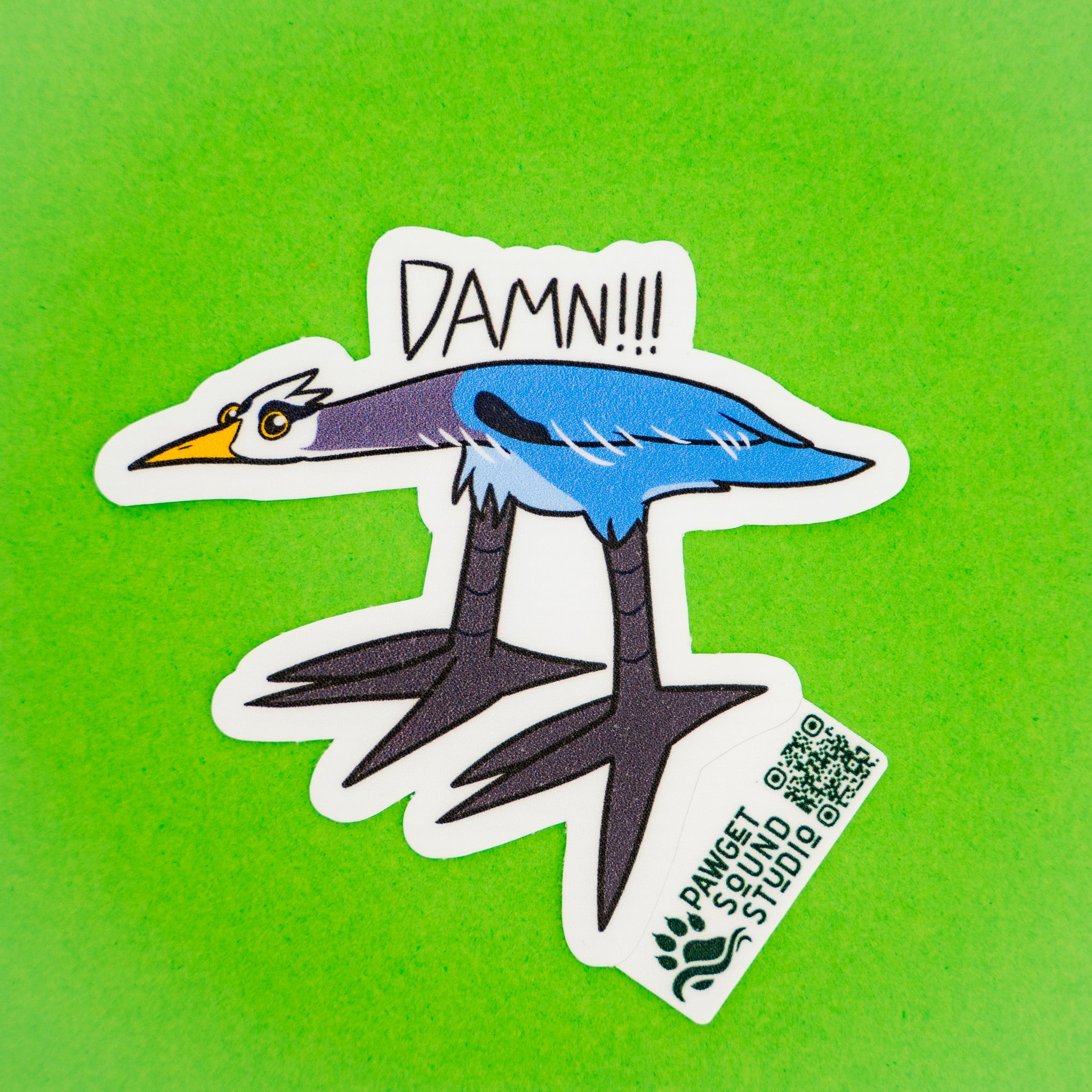 Damn!!! Heron Sticker