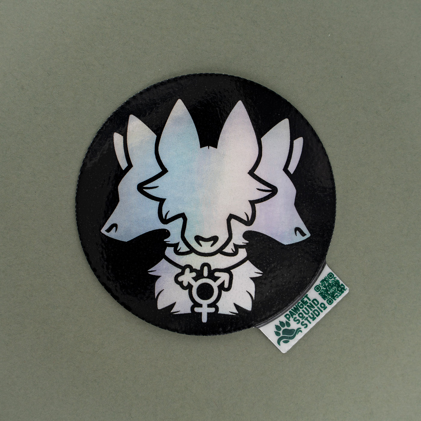 Genderqueer Cerberous Holographic Sticker