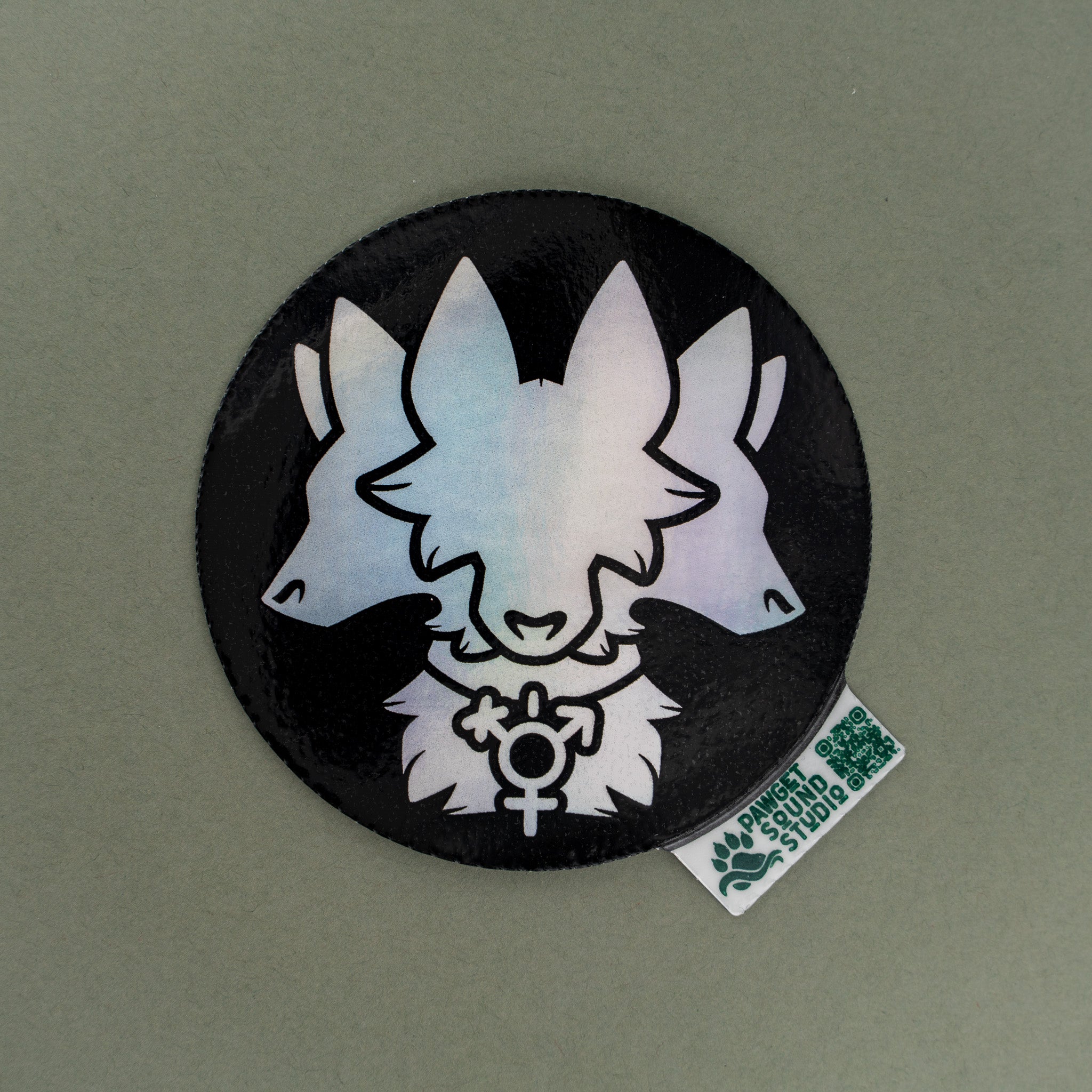 Genderqueer Cerberous Holographic Sticker